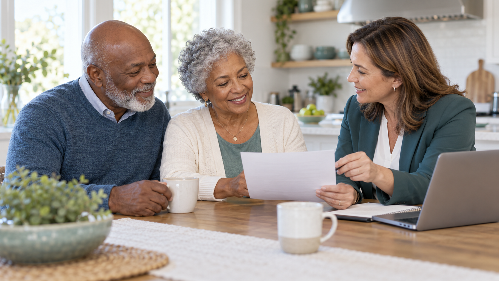 Older couple discussing retirement planning